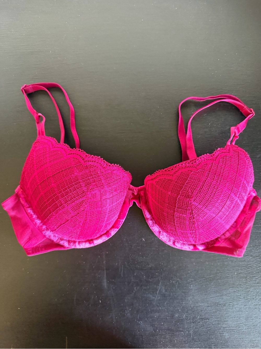 Victoria's Secret Fuchsia Plaid Lace Bra